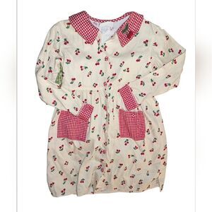 Vintage Chicken Noodle‎ soup cream corduroy cherry print dress 🍒